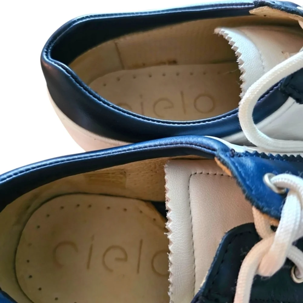 Cielo White and Navy Athletic Sneakers